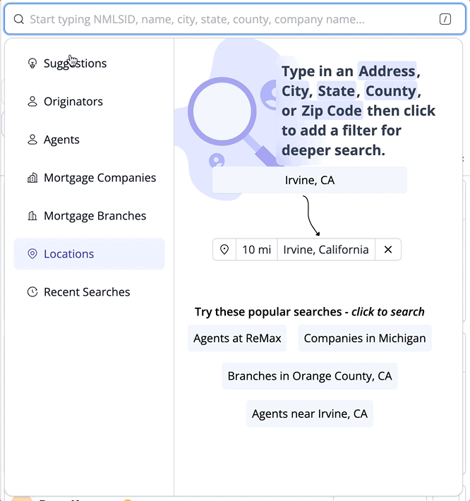 Looking up Real Estate Agents in Market Insights